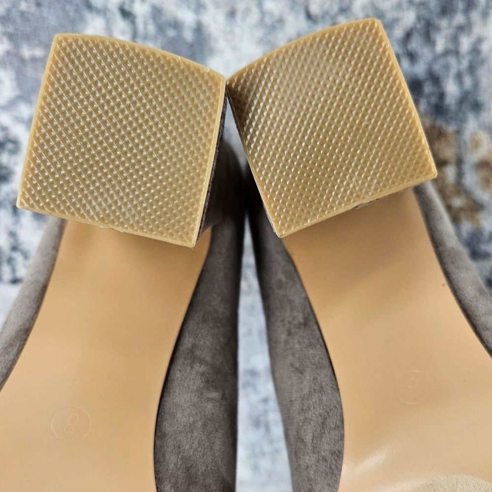 VICI Block Heels Pumps Womens 8 Jasmin Taupe Suede Pointed Toe Faux Suede - Picture 11 of 13